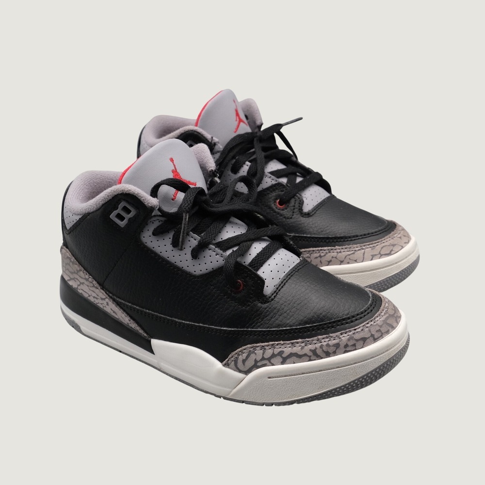 Jordan 3 Retro Black Cement Kids Black Grey Red DM0966-010 3Y Basketball Sneaker